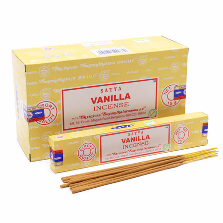 Kadzidełka Satya - Wanilia - Vanilla - Naturalne Pyłkowe - Oryginalne - 15g