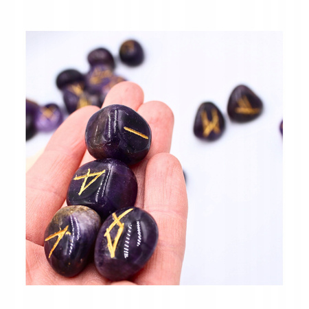 Runy Futhark z Ametystu - Alfabet Runiczny - Kamienie Naturalne