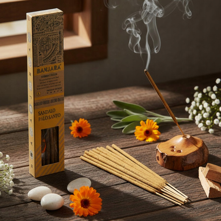 Kadzidełka Banjara Harmony Fusion - Drzewo Sandałowe i Palo Santo - Naturalne Kadzidełka Relaksujące