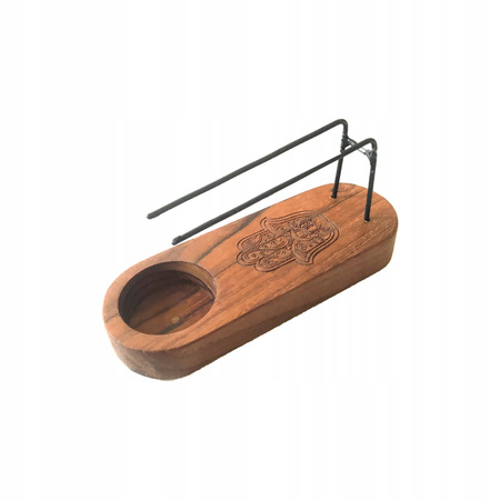 Mała Podstawka pod Palo Santo - Drewno Teak - Hamsa Ręka Fatimy