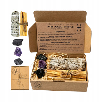Zestaw Zodiakalny - Ryby - Palo Santo - Biała Szałwia - Ametyst - Turmalin - Obsydian