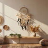 Łapacz Snów Duży Okrągły Kremowy - Styl Boho - Makrama - 40 cm