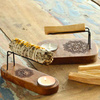 Mała Podstawka pod Palo Santo - Drewno Teak - Hamsa Ręka Fatimy