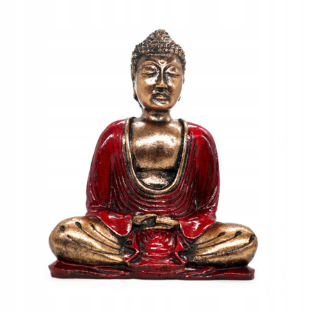 Figurka Buddy - Statuetka Czerwono-Złota - Feng Shui i Medytacja - Dekoracja Ezoteryczna