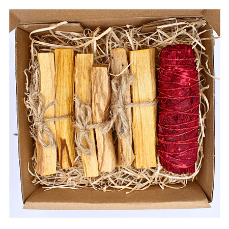 Zestaw do Oczyszczania i Energii - Palo Santo 75g & Biała Szałwia Smocza Krew - Happy Mind