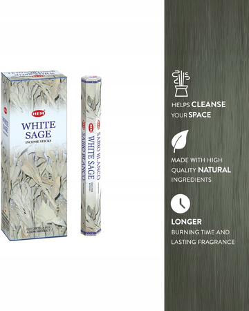 Kadzidełka HEM - Biała Szałwia - Zestaw 200 patyczków - Duża Paczka - White Sage
