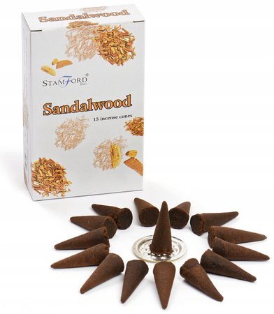 Kadzidełka Stożkowe Drzewo Sandałowe - Stamford - Naturalne - 12 szt.