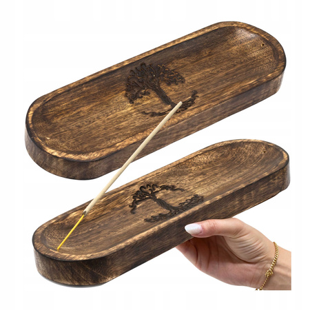 Duża Podstawka pod Kadzidełka - Drzewo Życia - Drewniana - 30x10 cm