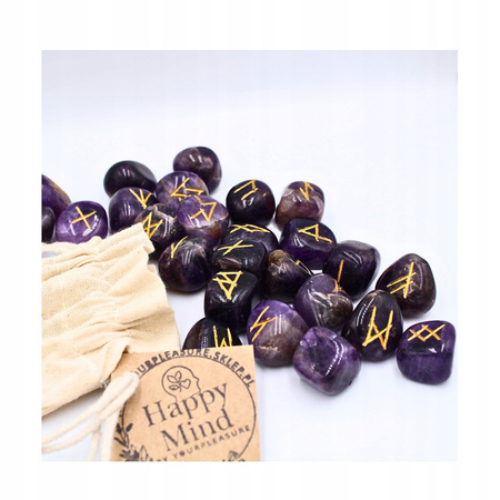 Runy Futhark z Ametystu - Alfabet Runiczny - Kamienie Naturalne