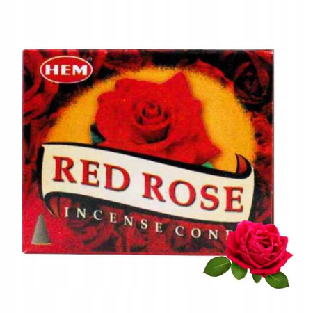 Kadzidełka stożkowe HEM czer. róża red rose 10 szt