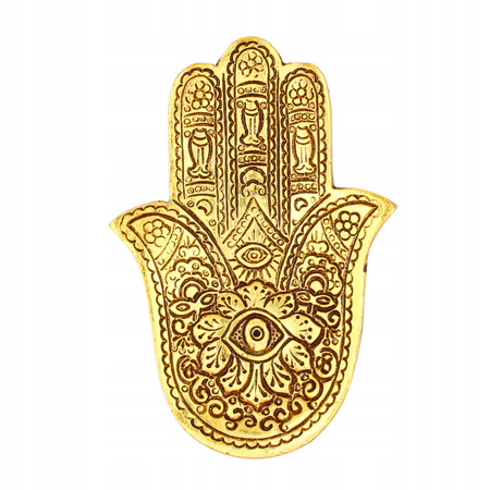 Złota Podstawka pod Kadzidełka Hamsa - Aluminium - Ręka Fatimy - Mała