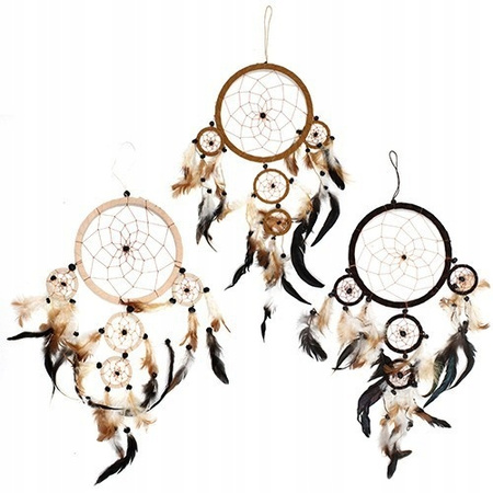 Łapacz Snów Duży Okrągły Kremowy - Styl Boho - Makrama - 40 cm