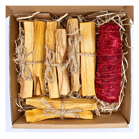 Zestaw do Oczyszczania i Energii - Palo Santo 100g & Biała Szałwia Smocza Krew - Happy Mind