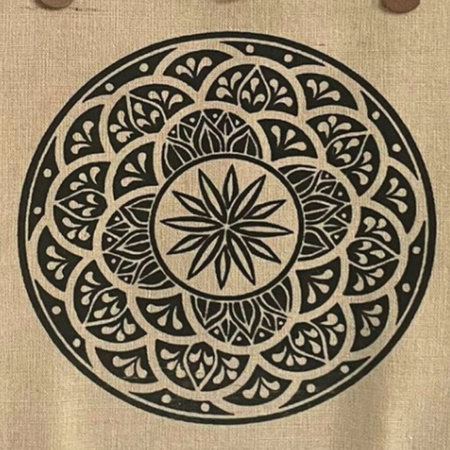 Torba Płócienna Kwiat Życia - Skórzane Uchwyty - Eko Torba Boho