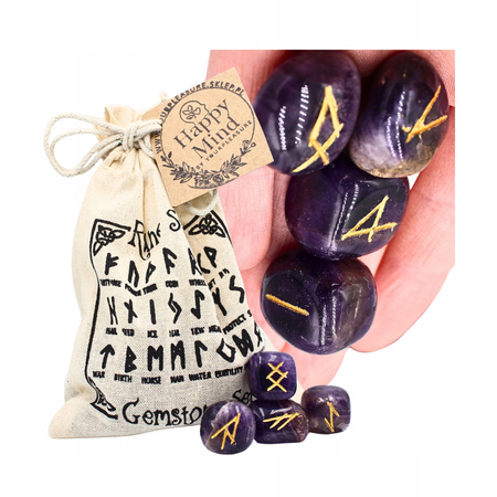 Runy Futhark z Ametystu - Alfabet Runiczny - Kamienie Naturalne