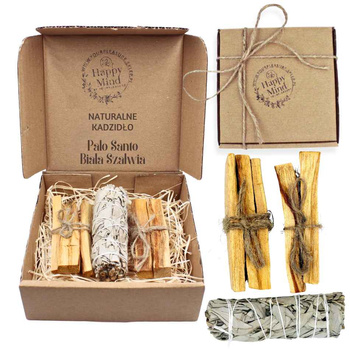 Zestaw do Oczyszczania i Energii - Palo Santo 50g & Biała Szałwia - Happy Mind