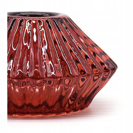 Szklany Świecznik Dwustronny Kwiat - Krwista Czerwień - Na Tealight i Świecę