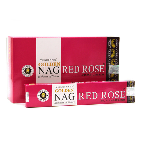 Kadzidełka Patyczkowe Czerwona Róża 15g - Naturalne - Golden Nag - Vijayshree