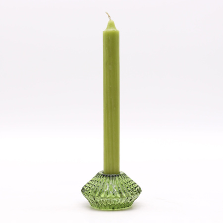 Szklany Świecznik Dwustronny Kwiat - Ogrodowa Zieleń - Na Tealight i Świecę