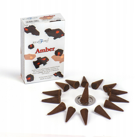 Kadzidełka Stożkowe Amber (Bursztyn) - Stamford - Naturalne - 12 szt.