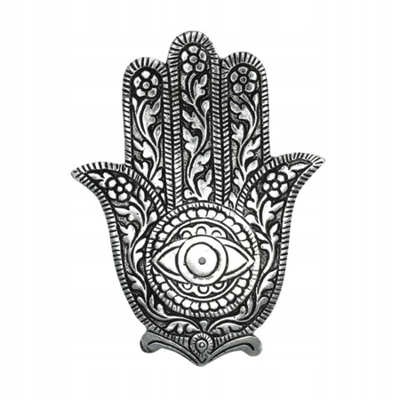 Podstawka pod Kadzidełka Hamsa - Polerowane Aluminium - Ręka Fatimy