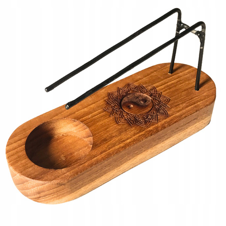 Podstawka pod Palo Santo Drewniana - Yin Yang - Mały Świecznik Rytualny