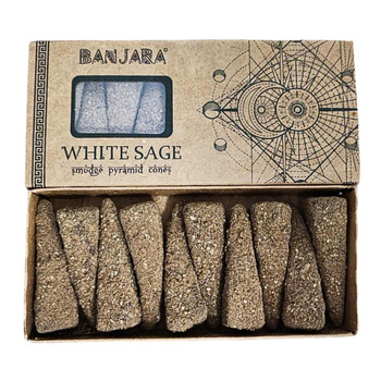 Kadzidełka Piramidki - Biała Szałwia - Banjara - White Sage - Naturalne - 10 szt.