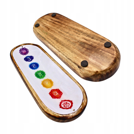 Podstawka pod Kadzidełka Patyczkowe - 7 Czakr - Drewniana - 28 cm