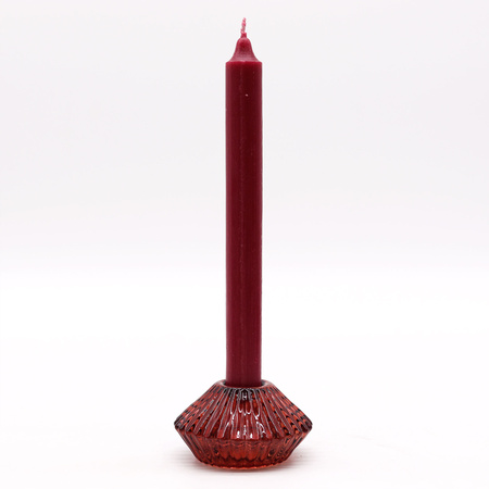 Szklany Świecznik Dwustronny Kwiat - Krwista Czerwień - Na Tealight i Świecę