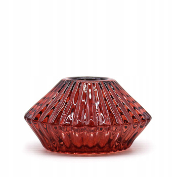 Szklany Świecznik Dwustronny Kwiat - Krwista Czerwień - Na Tealight i Świecę