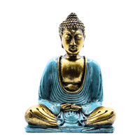 Figurka Buddy - Statuetka Zielono-Złota - Dekoracja Zen do Medytacji
