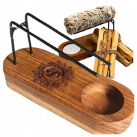Podstawka pod Palo Santo Drewniana - Yin Yang - Mały Świecznik Rytualny