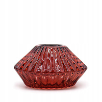 Szklany Świecznik Dwustronny Kwiat - Krwista Czerwień - Na Tealight i Świecę