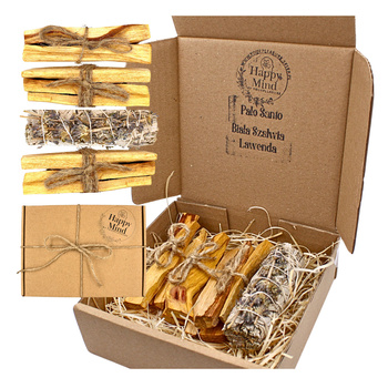 Zestaw do Oczyszczania i Relaksu - Palo Santo 75g & Biała Szałwia z Lawendą - Happy Mind