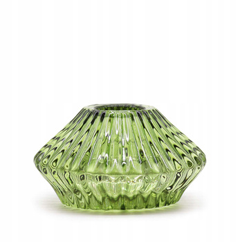Szklany Świecznik Dwustronny Kwiat - Ogrodowa Zieleń - Na Tealight i Świecę