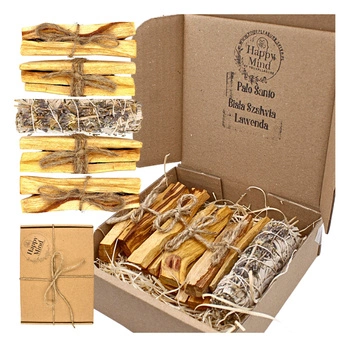 Zestaw do Oczyszczania i Relaksu - Palo Santo 100g & Biała Szałwia z Lawendą - Happy Mind