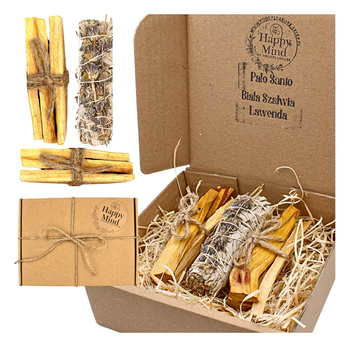 Zestaw do Oczyszczania i Relaksu - Palo Santo 50g & Biała Szałwia z Lawendą - Happy Mind