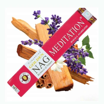 Kadzidełka Patyczkowe Medytacja 15g - Naturalne - Golden Nag - Vijayshree