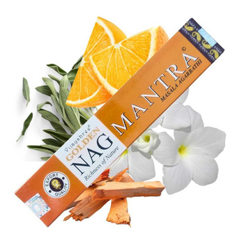 Kadzidełka Indyjskie Patyczkowe Golden Nag Mantra (Plumeria & Sandałowiec) – 15 g
