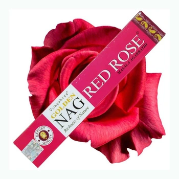 Kadzidełka Patyczkowe Czerwona Róża 15g - Naturalne - Golden Nag - Vijayshree