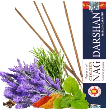 Kadzidełka Patyczkowe Darshan 15g - Naturalne - Golden Nag - Vijayshree