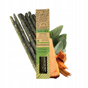 Kadzidełka Banjara Harmony Fusion - Biała Szałwia i Palo Santo - Naturalne Kadzidełka Patyczkowe
