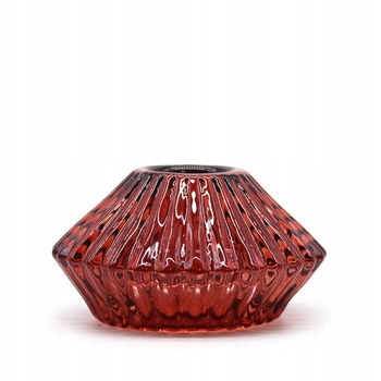 Szklany Świecznik Dwustronny Kwiat - Krwista Czerwień - Na Tealight i Świecę
