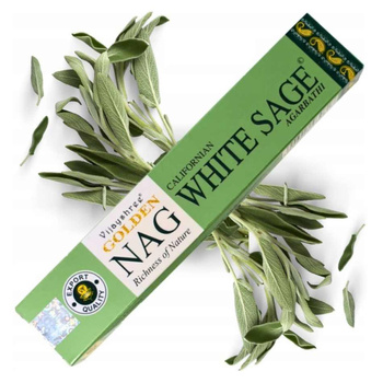 Kadzidełka Patyczkowe Biała Szałwia 15g - Naturalne - Golden Nag - Vijayshree
