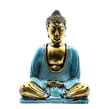 Figurka Buddy - Statuetka Zielono-Złota - Dekoracja Zen do Medytacji
